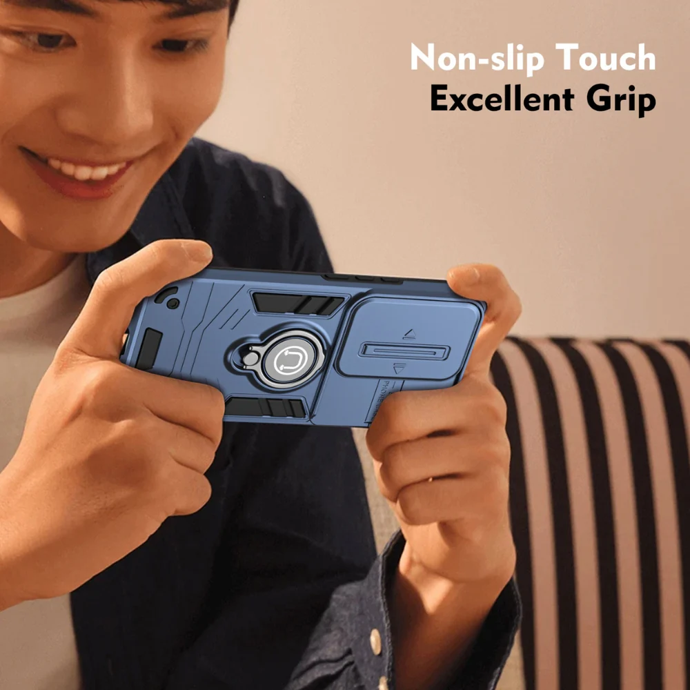 [Built-in Stand][With Slide Lens Cover] OPPO Reno11/Pro/F - PC + TPU 2 in 1 Anti-Drop Protective Shell Case - Image 10