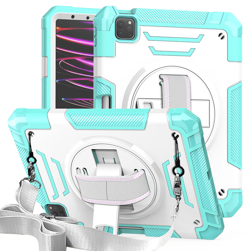 [Built-in Stand][With Wrist Strap] Apple iPad 10.9/11'' 10/11th Gen (2022/2025) Heavy Duty Ring Holder Stand Case