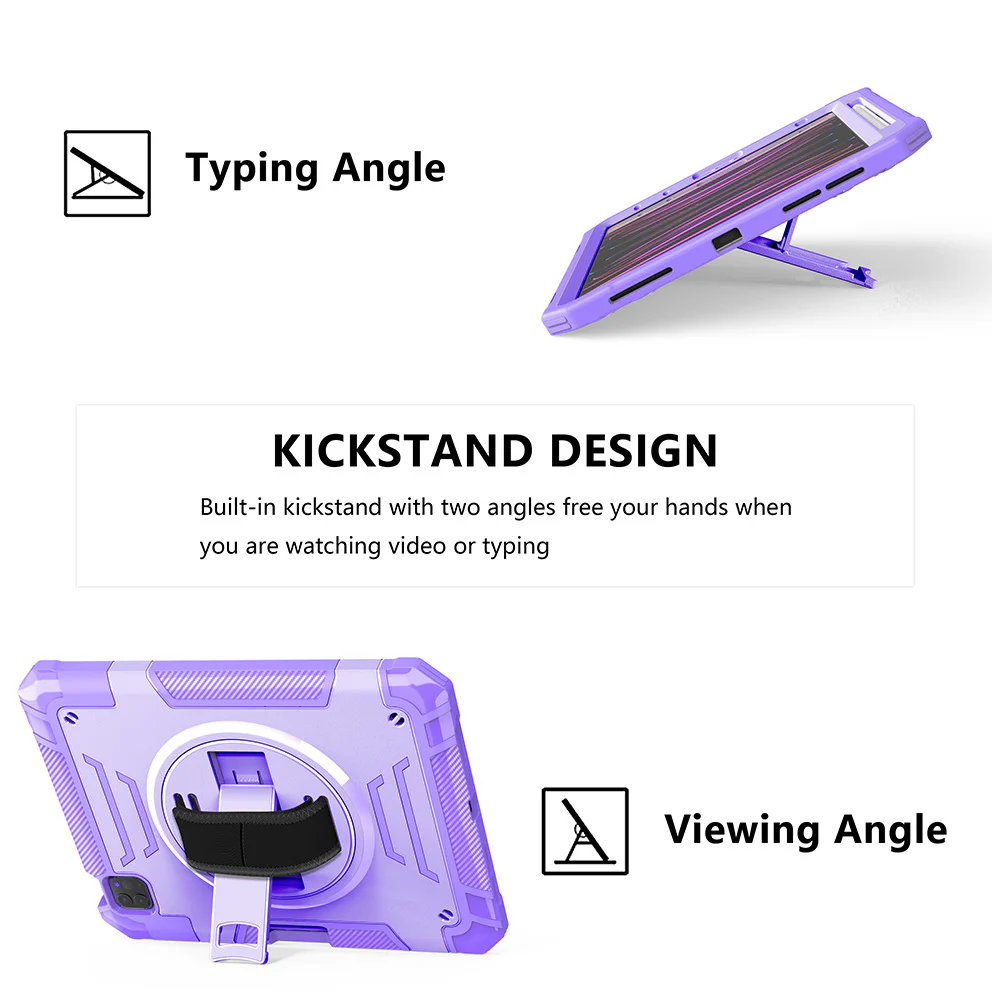 [Built-in Stand][With Wrist Strap] Apple iPad 10.9/11'' 10/11th Gen (2022/2025) Heavy Duty Ring Holder Stand Case - Image 7
