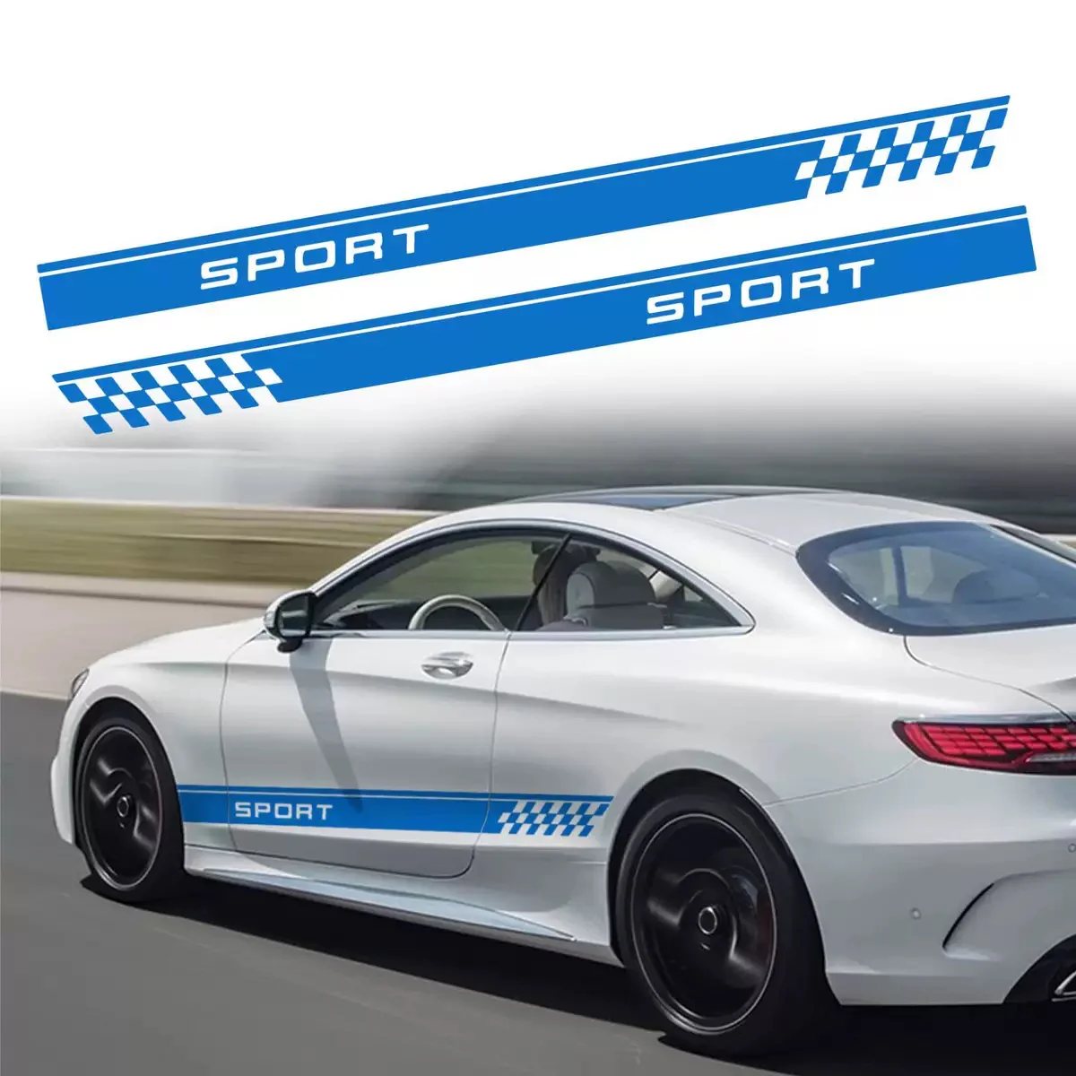 Car SPORT Racing Stripe Side Body Skirt Stickers (1 Pair) - Image 2