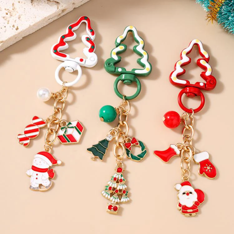 Christmas Series Metal Keychain Pendant Decorations - Perfect for Gifts & Packaging
