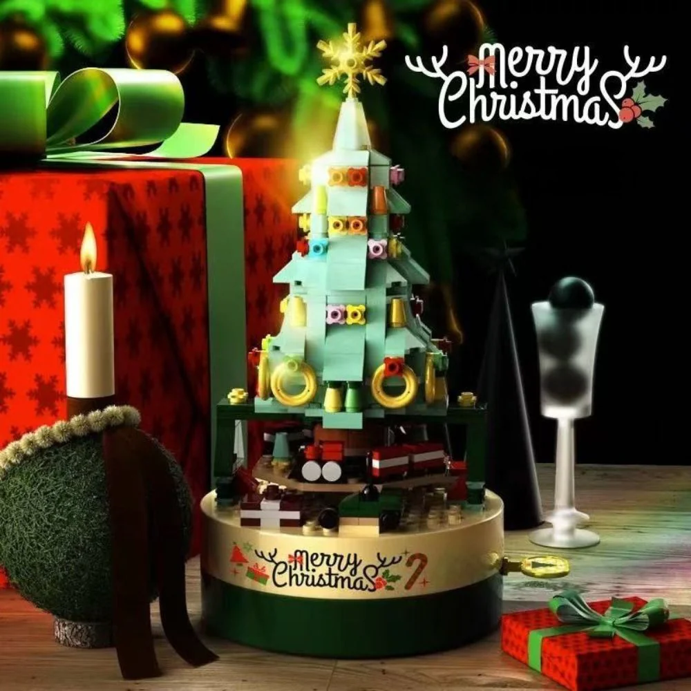 Christmas Tree Rotating Music Box – Fun Building Block Toy, Perfect Gift for Children & Holiday Decor - Image 5