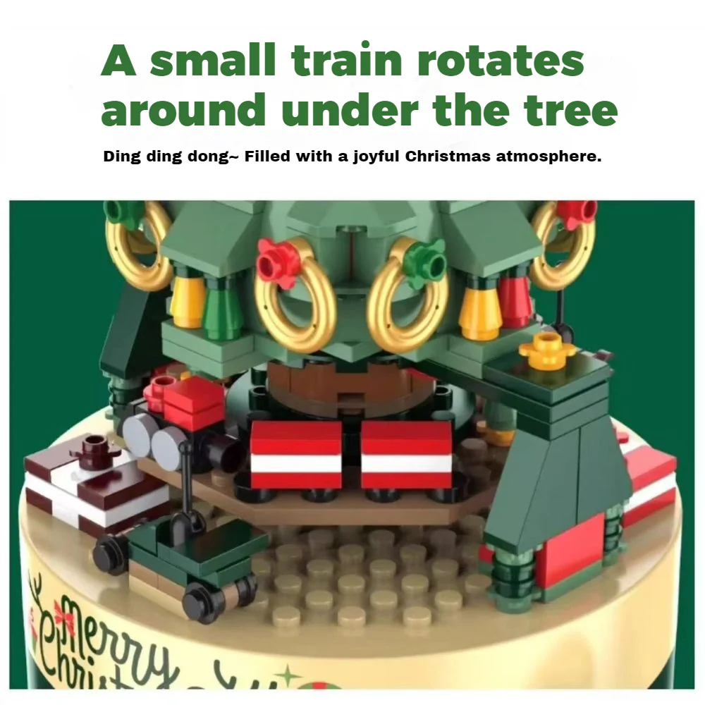 Christmas Tree Rotating Music Box – Fun Building Block Toy, Perfect Gift for Children & Holiday Decor - Image 7