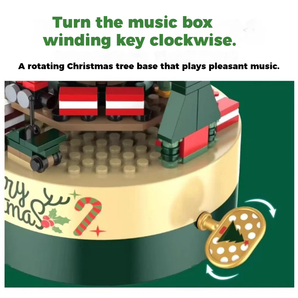 Christmas Tree Rotating Music Box – Fun Building Block Toy, Perfect Gift for Children & Holiday Decor - Image 8