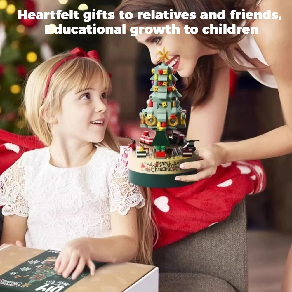 Christmas Tree Rotating Music Box – Fun Building Block Toy, Perfect Gift for Children & Holiday Decor - Image 9