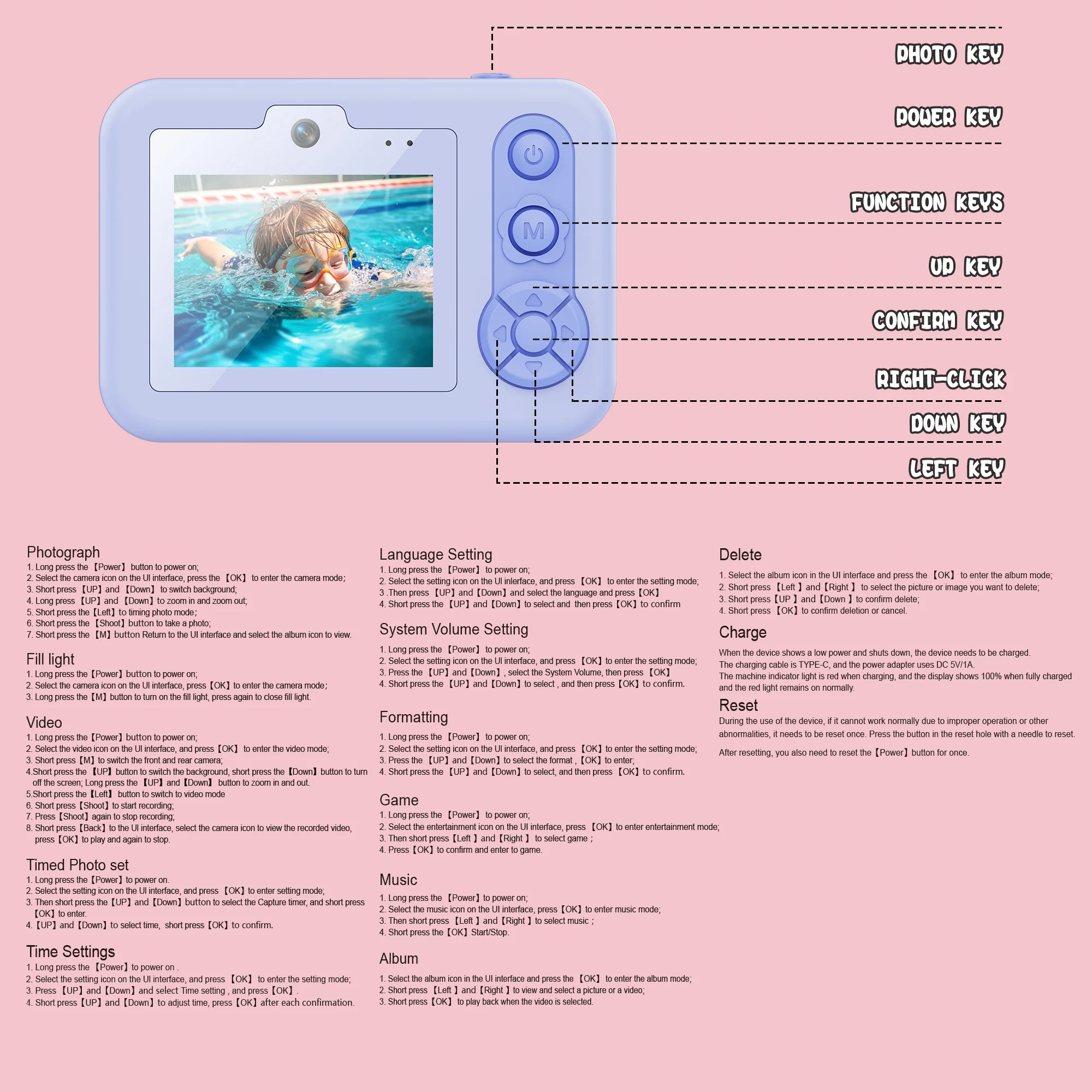 [Depth 1.5M Max] High-Definition IP68 Redpepper Waterproof Kids Camera With Triangular Stand & Safety Strap - Image 2