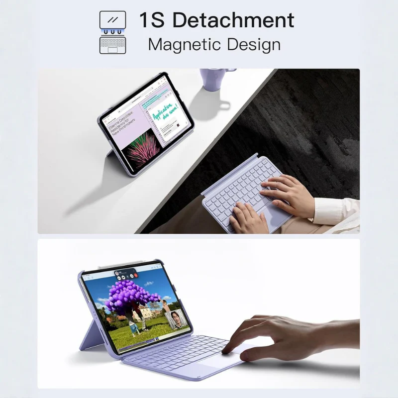 [Detachable] Apple iPad Air 13-inch M2/M3/M4 (2024/2025/2026) Inateck Magnetic Touch Wireless Keyboard Case - Image 4