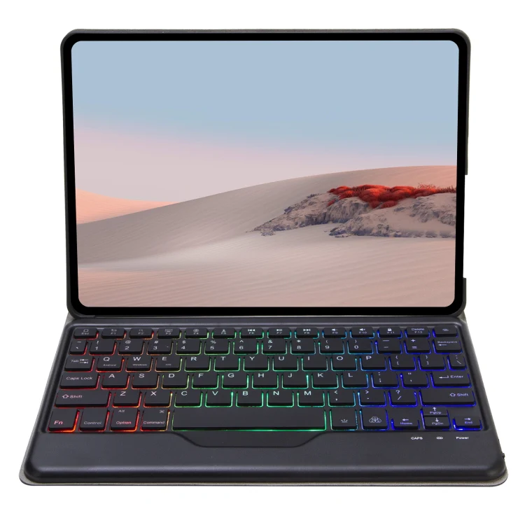 [Detachable] Microsoft Surface Go 1/2/3/4 - Wood Grain Full Covered Flip Case With Wireless Bluetooth Touch Keyboard - Image 2
