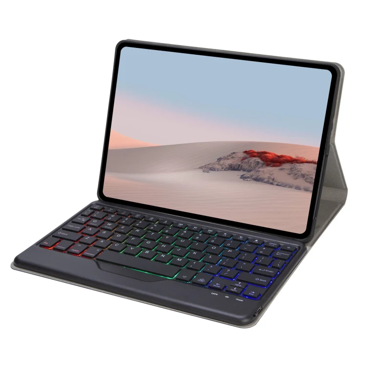 [Detachable] Microsoft Surface Go 1/2/3/4 - Wood Grain Full Covered Flip Case With Wireless Bluetooth Touch Keyboard - Image 3