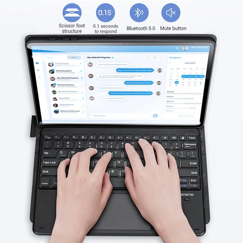 [Detachable] Samsung Galaxy Tab S10 FE Plus (2025) 13.1" - Magnetic Touchpad Wireless Keyboard Case - Image 3
