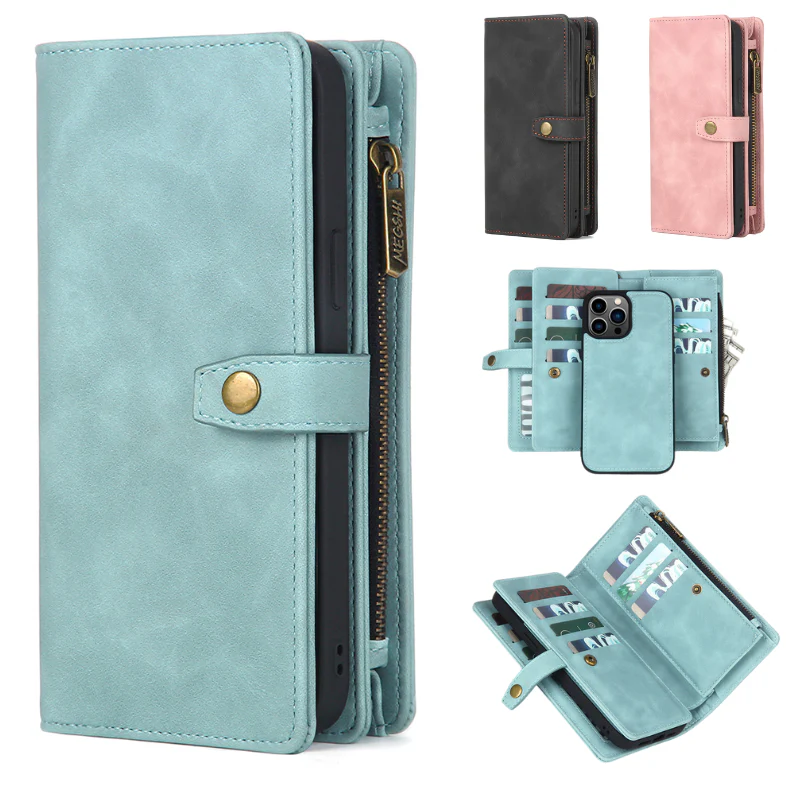 [Detachable][With Card Slot] Apple iPhone 14/Plus/Pro/Pro Max Premium Multi-functional Leather Folding Shockproof Wallet Series Case
