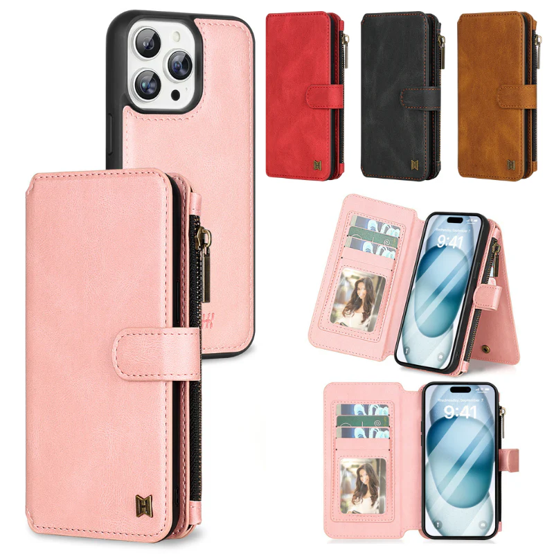 [Detachable][With Card Slot] Apple iPhone 16/Plus/Pro/Pro Max Multi-functional Leather Folding Shockproof Wallet Series Case - Image 7