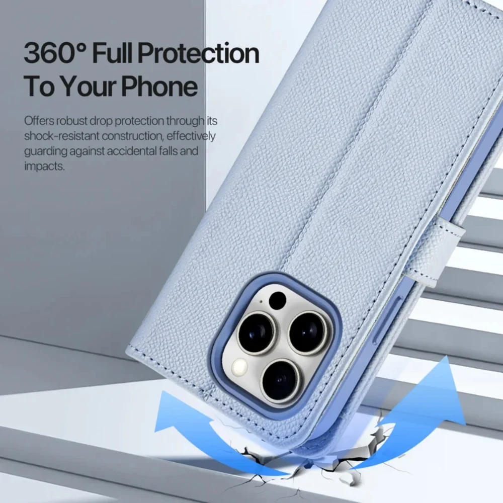 [Detachable][With Card Slot] Apple iPhone 16/Pro/Plus/Max - Detachable Magnetic Genuine Leather Wallet Case - Image 13
