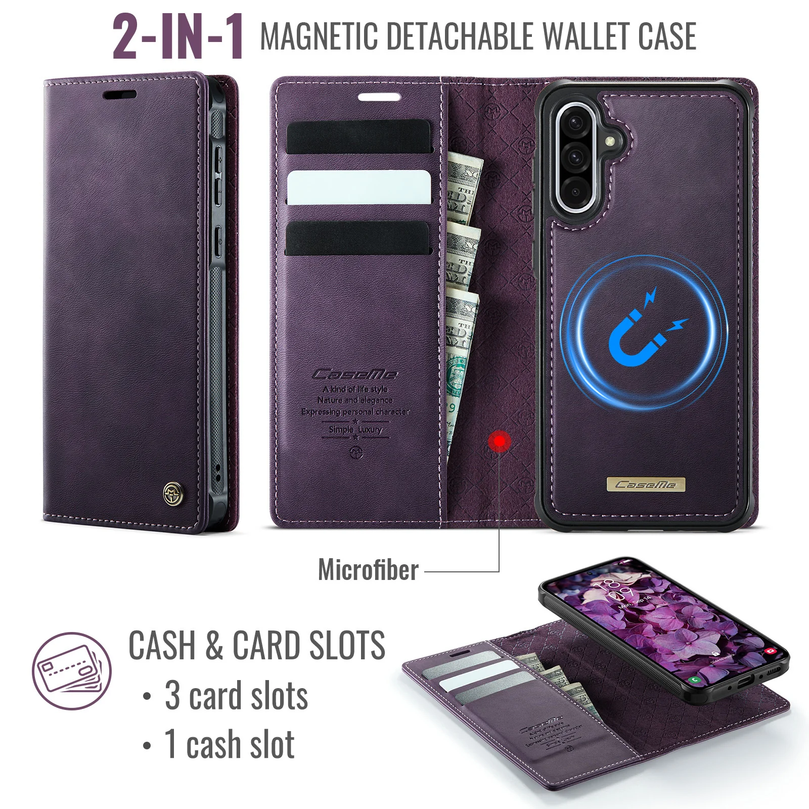 [Detachable][With Card Slot] Samsung Galaxy A17 (SM-A176) 2-in-1 Full-coverage Shockproof Wallet Series Case - Image 12