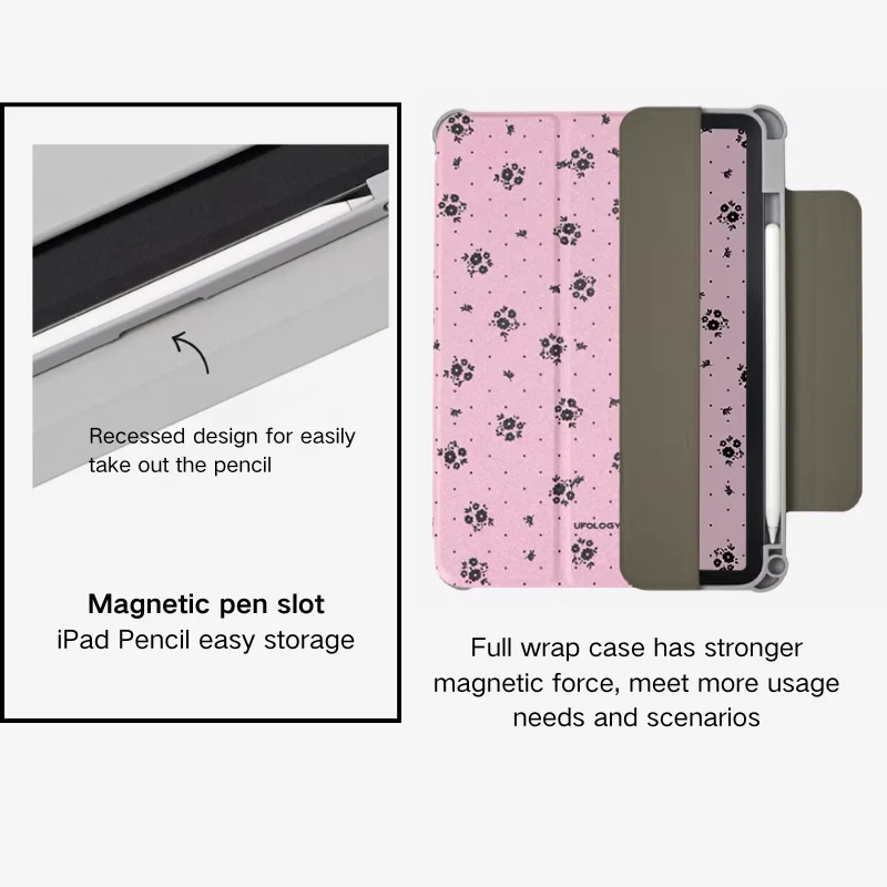 [Detachable][Built-in Pen Slot] Apple iPad 10.9/11'' 10/11th Gen (2022/2025) Ditsy Floral Magnetic Double-Sided Full-Cover Protective Case - Image 3