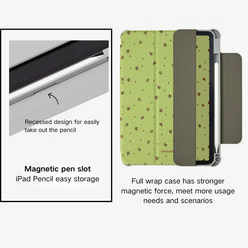 [Detachable][Built-in Pen Slot] Apple iPad 10.9/11'' 10/11th Gen (2022/2025) Ditsy Floral Magnetic Double-Sided Full-Cover Shockproof Case - Image 5