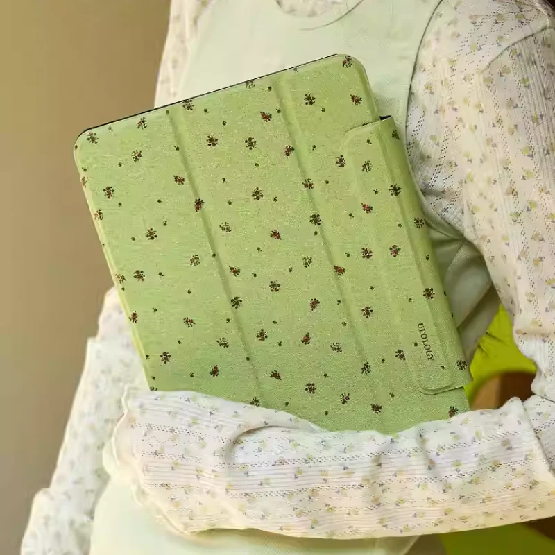 [Detachable][Built-in Pen Slot] Apple iPad 10.9/11'' 10/11th Gen (2022/2025) Ditsy Floral Magnetic Double-Sided Full-Cover Shockproof Case - Image 8