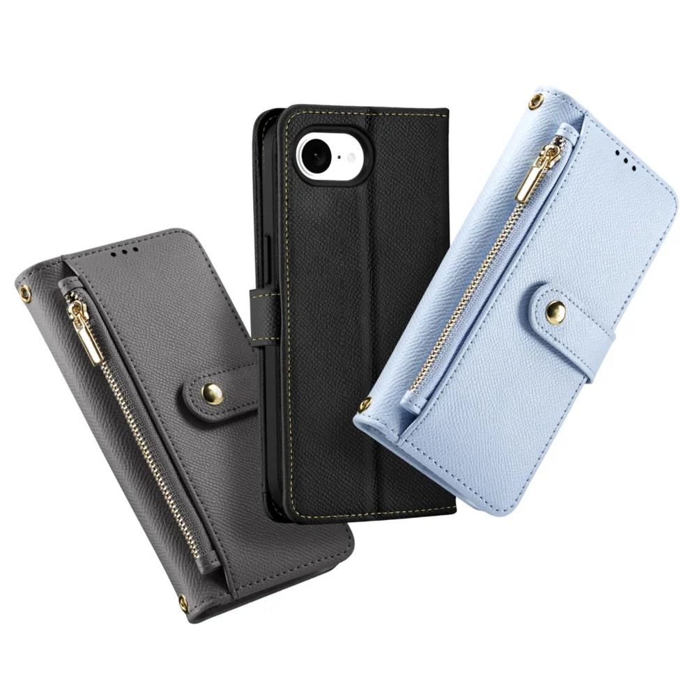 [Detachable][With Card Slot] Apple iPhone 16e & 17e - Detachable Magnetic Genuine Leather Wallet Case