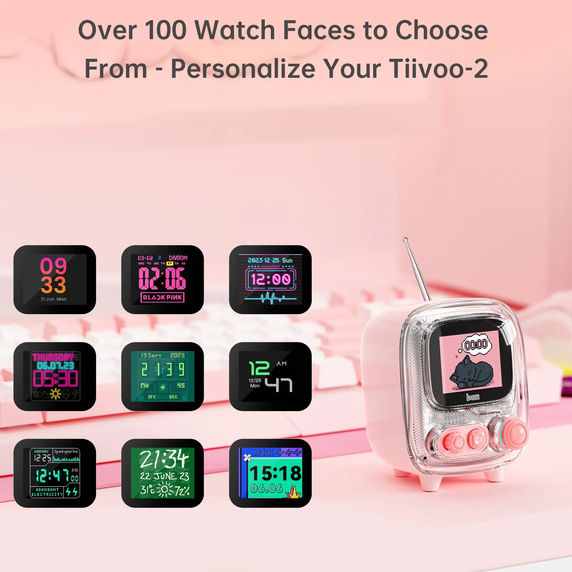 Divoom Tiivoo-2 FM Radio Bluetooth Speaker With Alarm Clock And Upload Photos,Pixel Art Retro Mini Small Cute Wireless Speaker For Party Office Home Desk Bedroom - Image 12