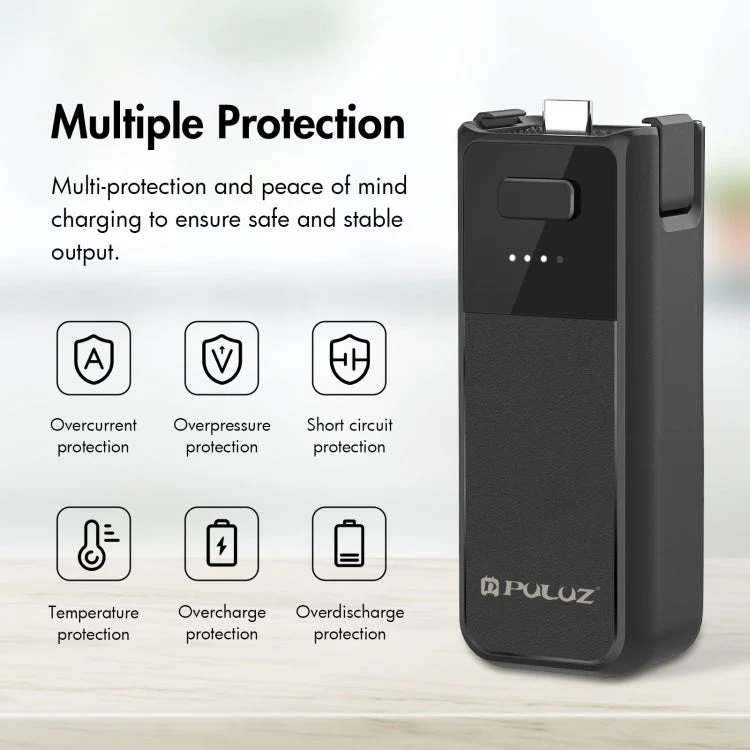 DJI Osmo Pocket 3 PULUZ High-Capacity 2800mAh Battery Grip (Black) - Image 3