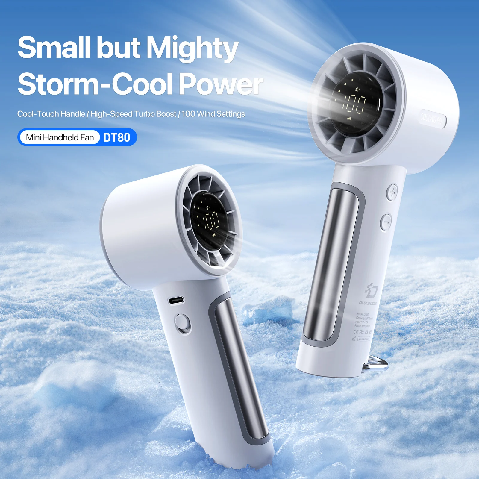 DT80 - 3600mAh Mini USB Portable Turbo Outdoor Handheld Fan - Image 3