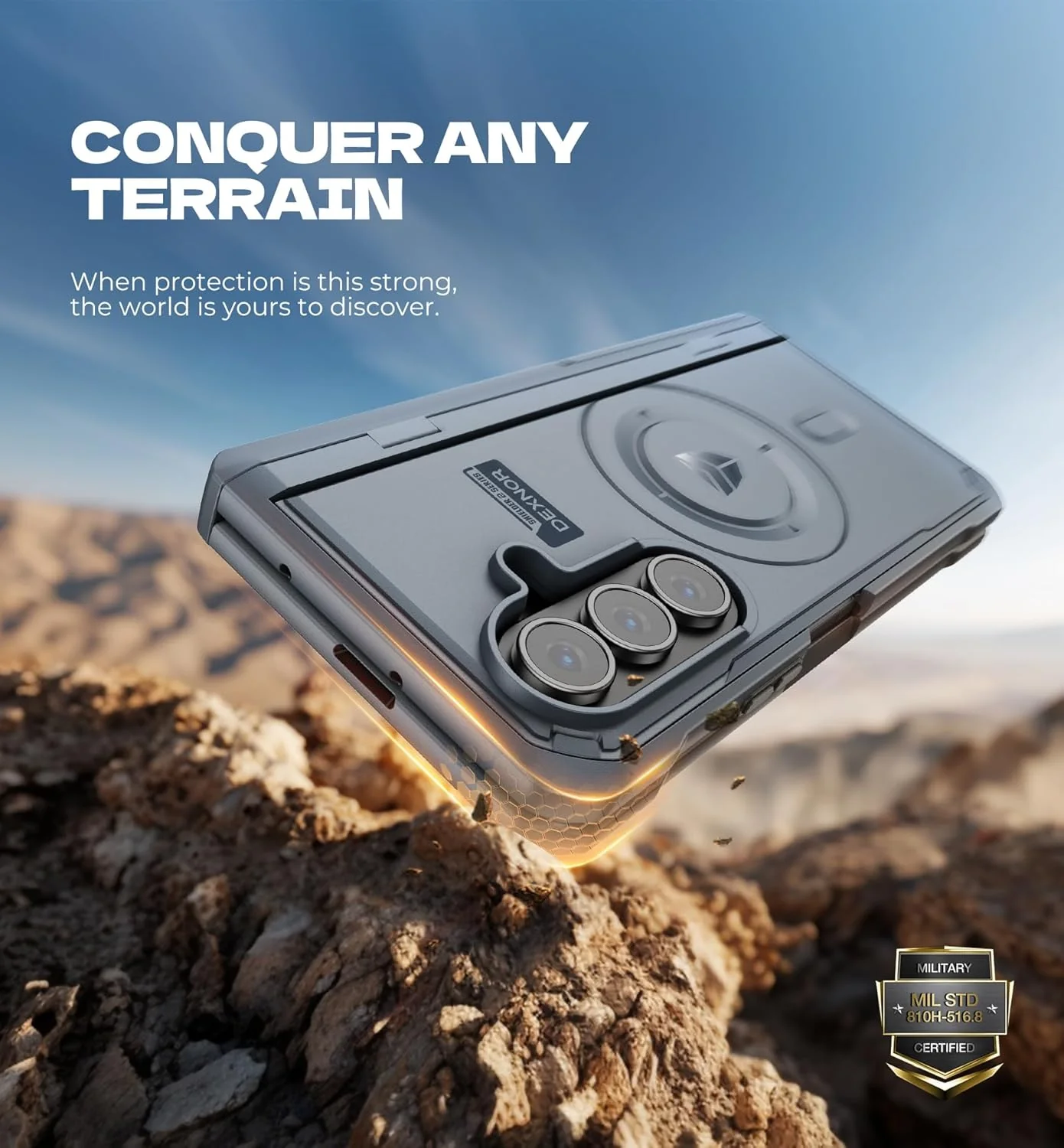 [Dual Kickstands & Front Screen Protector & Zipper Protection] Samsung Galaxy Z Fold7 Dexnor Military-Grade Magnetic Case With Shockproof Hinge Cover - Image 10