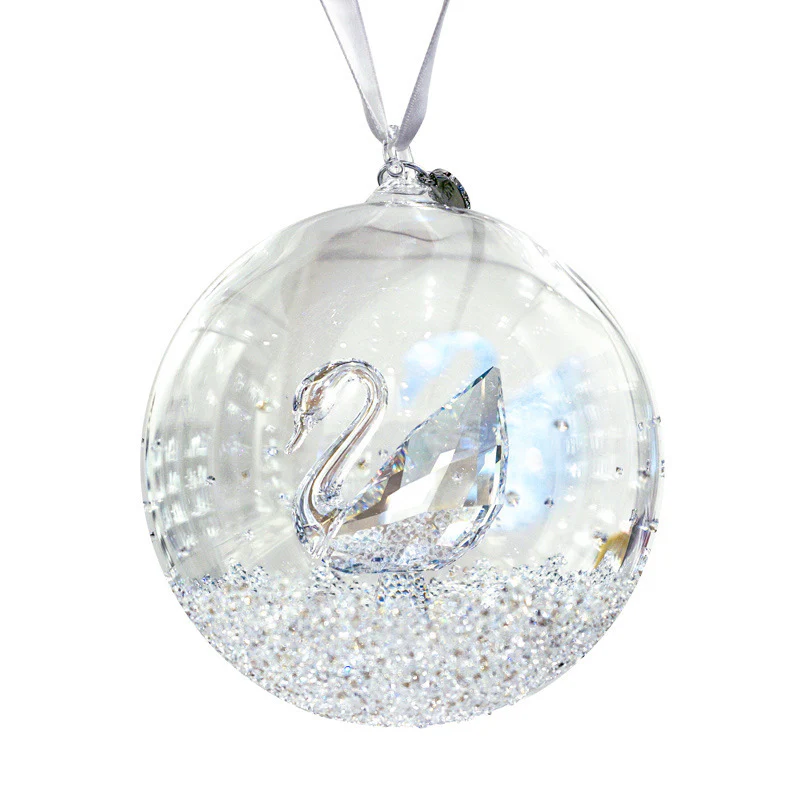 Elegant Swan Crystal Lucky Ball Car Rearview Mirror Hanging Ornament Car Interior Decoration - Image 2