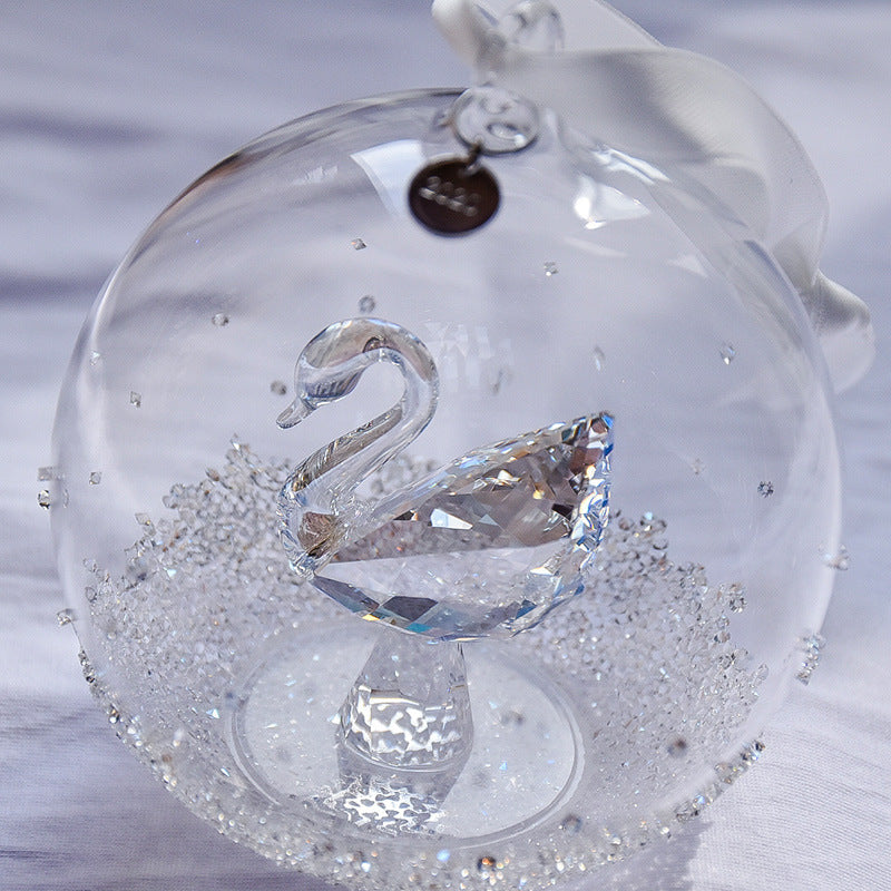 Elegant Swan Crystal Lucky Ball Car Rearview Mirror Hanging Ornament Car Interior Decoration - Image 6