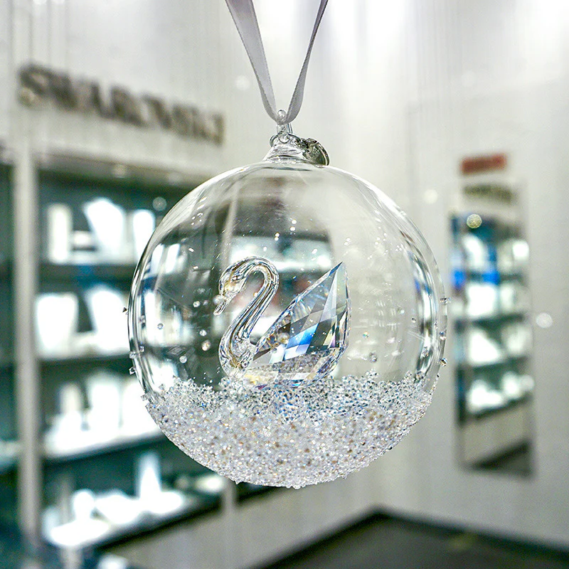 Elegant Swan Crystal Lucky Ball Car Rearview Mirror Hanging Ornament Car Interior Decoration - Image 7