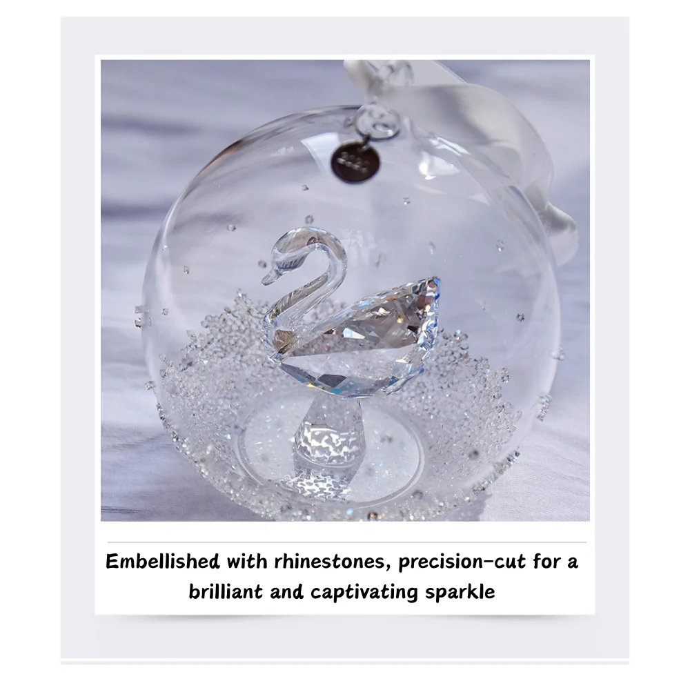 Elegant Swan Crystal Lucky Ball Car Rearview Mirror Hanging Ornament Car Interior Decoration - Image 9
