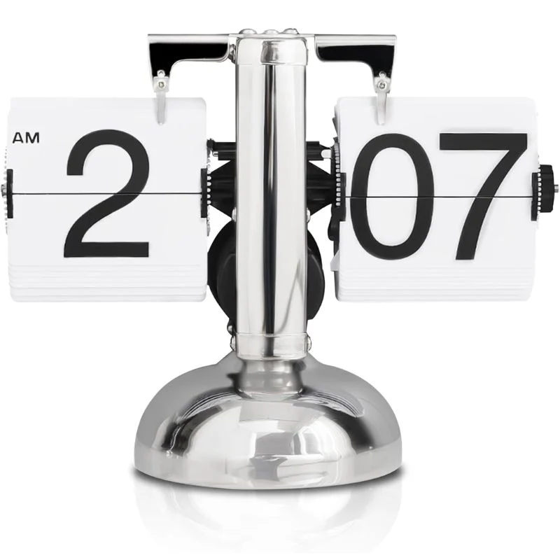 Flip Desk Shelf Clock - Classic Mechanical-Digital Display Battery Powered - Image 11