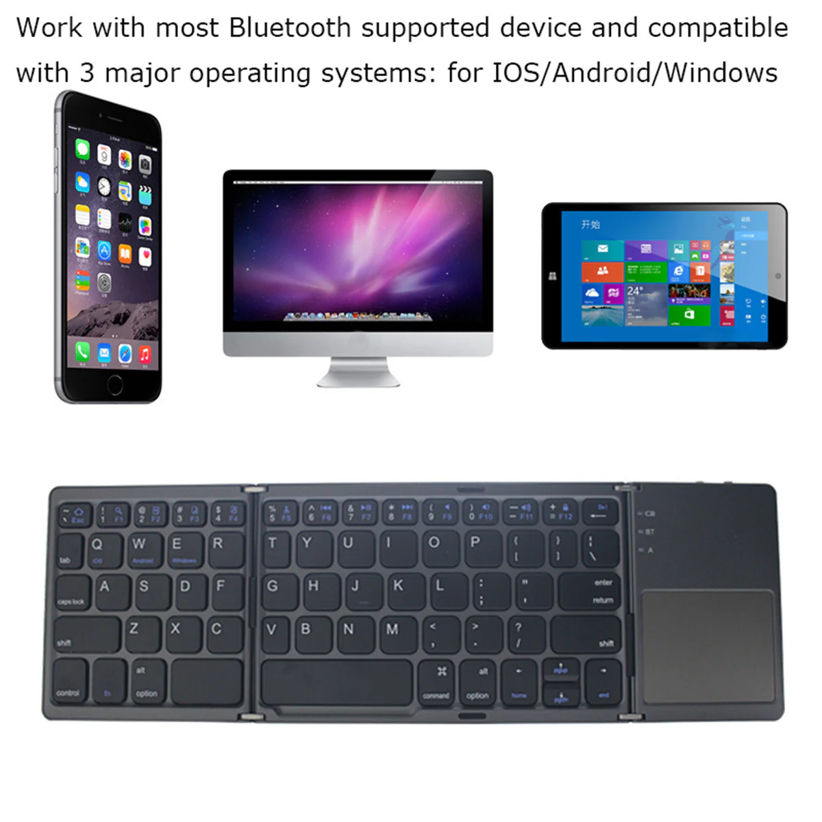 Foldable Bluetooth Keyboard with Touchpad Portable Wireless Keyboard , Rechargeable Full Size Ultra Slim Pocket Folding Keyboard for Android Windows iOS Tablet And Mobile Phone - Image 17