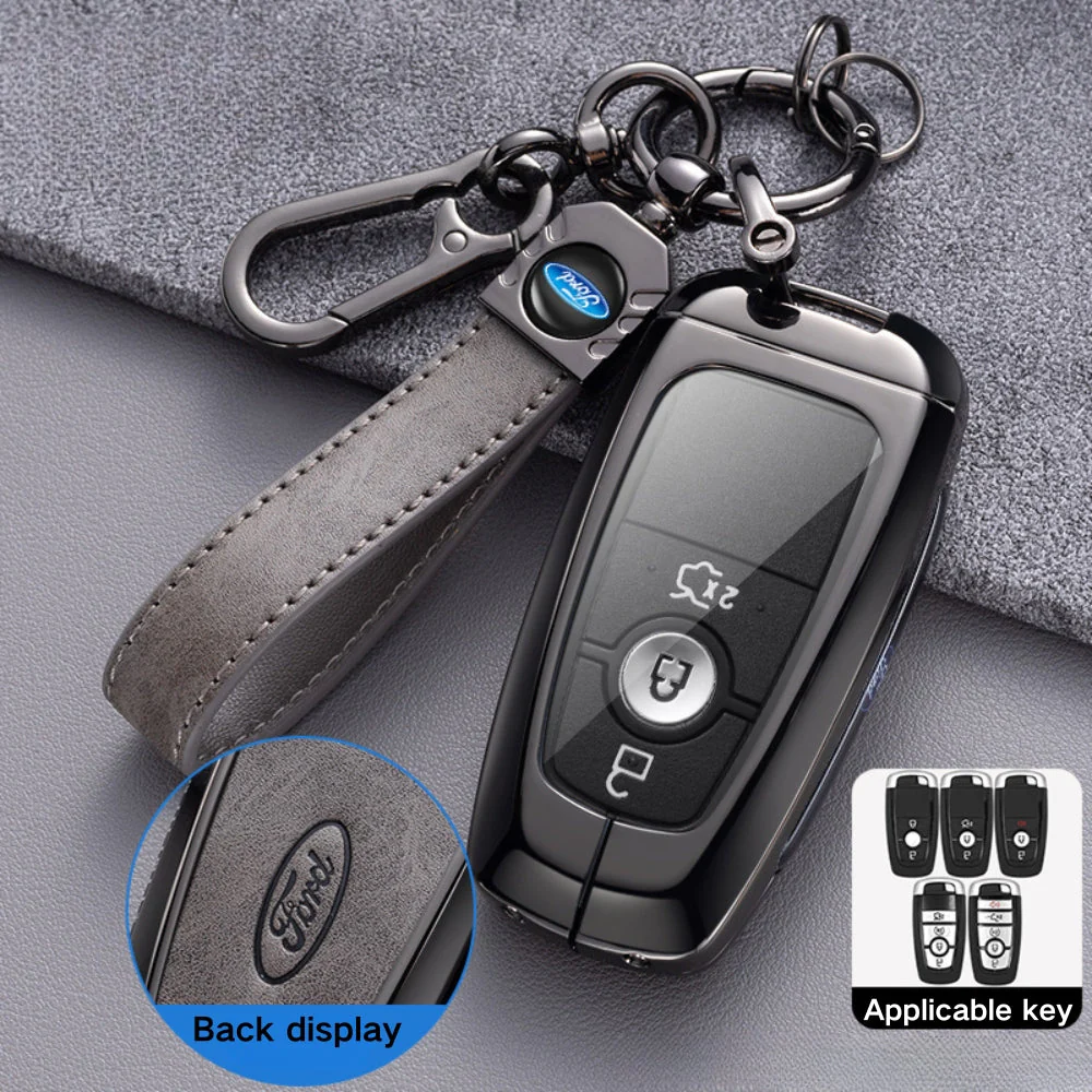 Ford Alloy + Leather Protection Car Key Fob Case Cover For Ranger, Wildtrak, Everest, Explorer, Ecosport, Edge, Escape, Focus, Fiesta, Mustang - Image 4