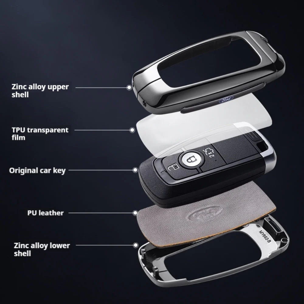 Ford Alloy + Leather Protection Car Key Fob Case Cover For Ranger, Wildtrak, Everest, Explorer, Ecosport, Edge, Escape, Focus, Fiesta, Mustang - Image 6