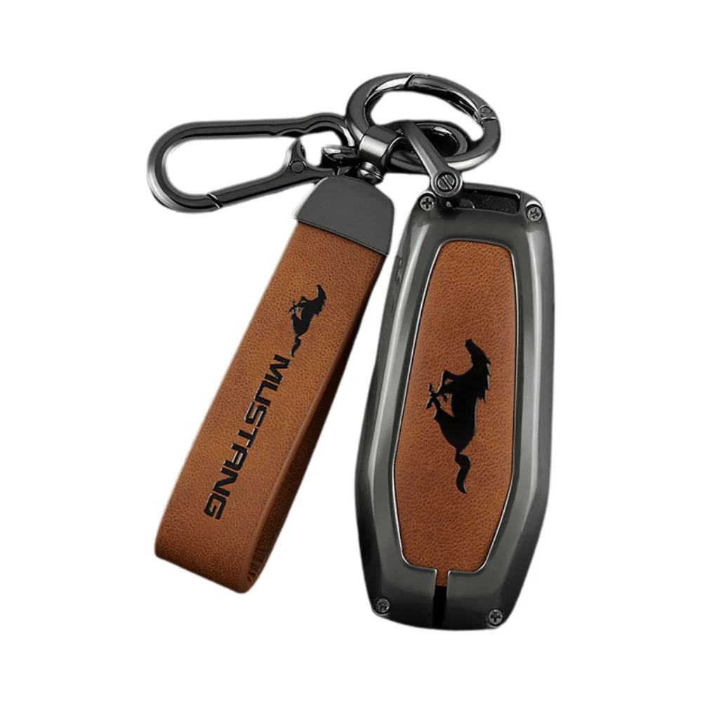 Ford Mustang Zinc Alloy Leather Car Key Fob Case Cover