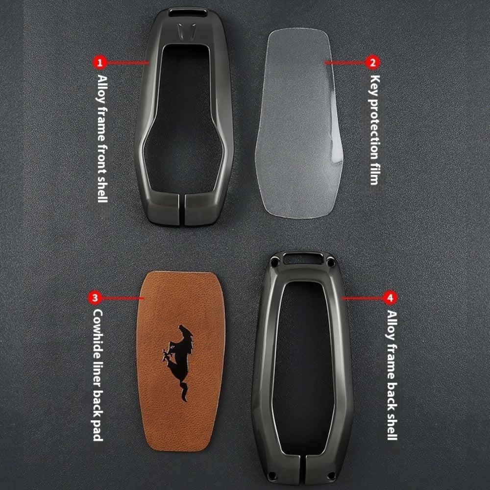 Ford Mustang Zinc Alloy Leather Car Key Fob Case Cover - Image 12