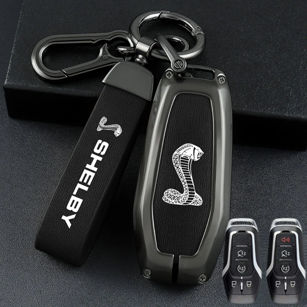 Ford Mustang Zinc Alloy Leather Car Key Fob Case Cover - Image 5