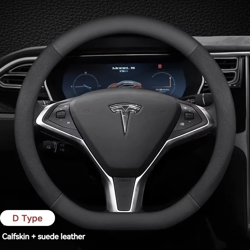 Tesla Genuine Cowhide Leather Steering Wheel Cover For Model 3, Model Y, Model S, Model X - Image 9