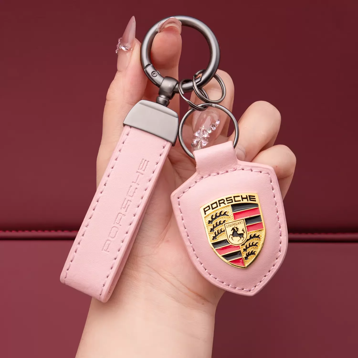 Porsche Crest Car Keychain Genuine Leather For Panamera, Cayenne, 911, Macan, Taycan - Image 9