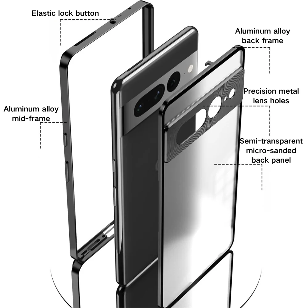 Google Pixel 9/Pro/Pro XL - Full Cover Metal Frame Shockproof Matte Case - Image 10