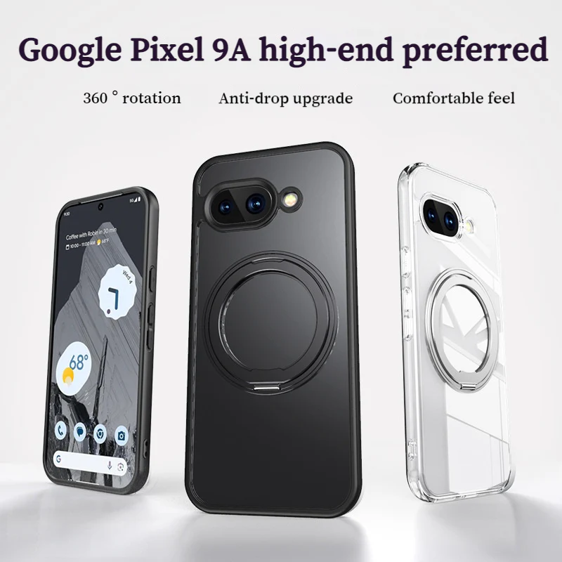 Google Pixel 9A - 360° Rotating Stand Full-Cover Matte Shockproof Case - Image 3