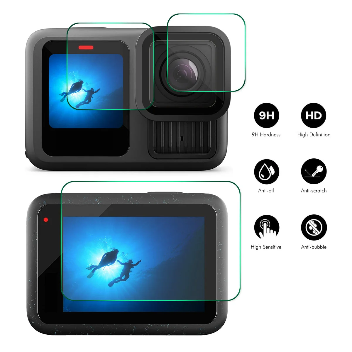 GoPro HERO 13 9H Tempered Glass Screen Protector Front ＆ Back Camera Film - Image 2