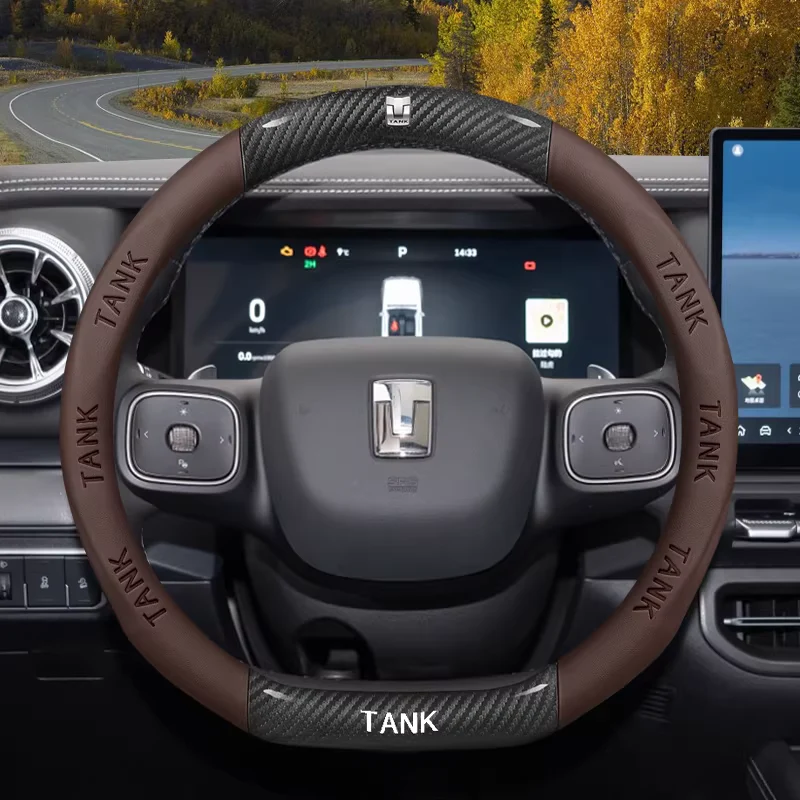 Great Wall Carbon Fiber & Nappa Leather Grip Steering Wheel Cover for Tank 300, Tank 400, Tank 500 Hi4-T - Image 11