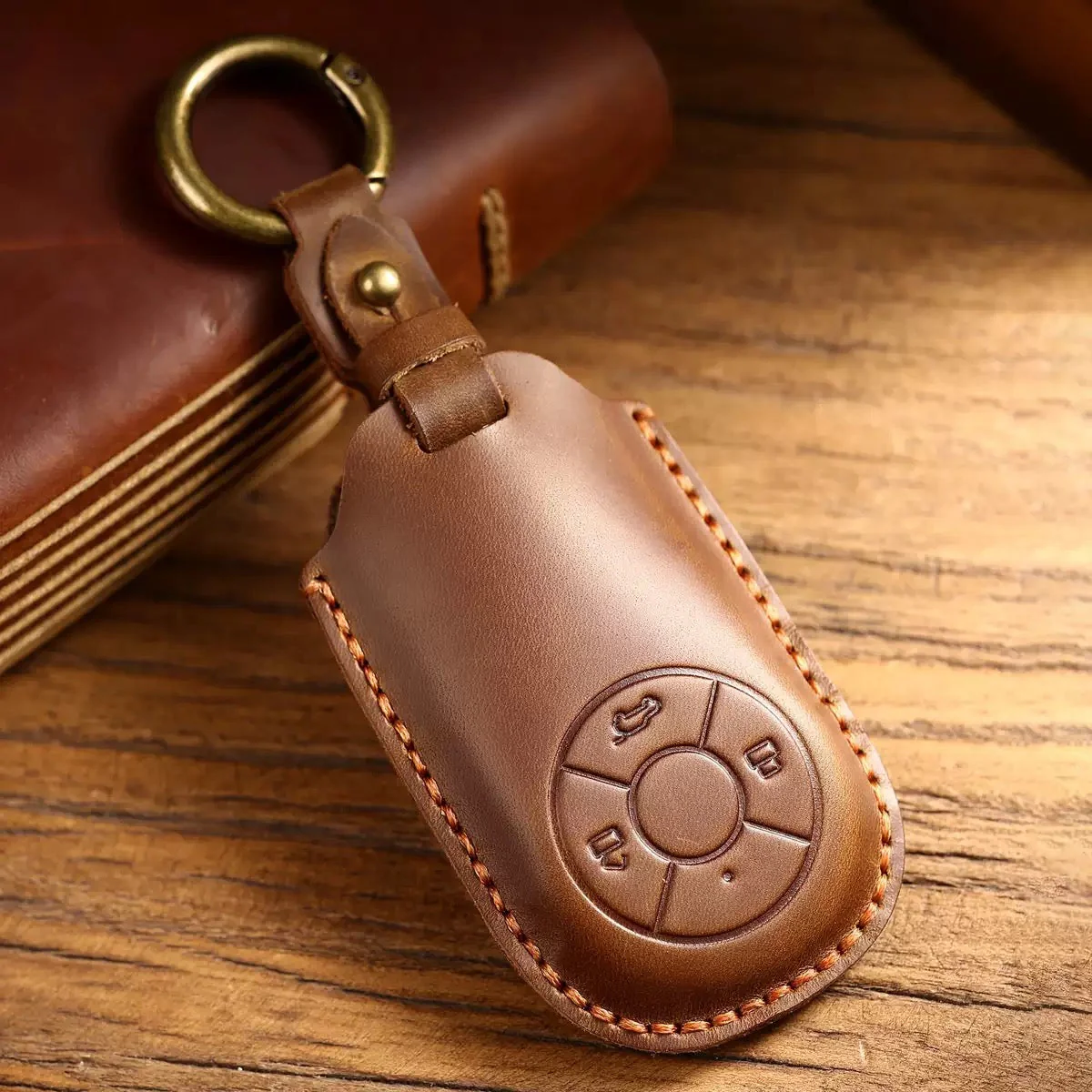 Great Wall Handcrafted Genuine Leather Car Key Fob Case Cover For ORA Good Cat, Lightning Cat, Black Cat, Ballet Cat, Good Cat GT, White Cat - Image 2