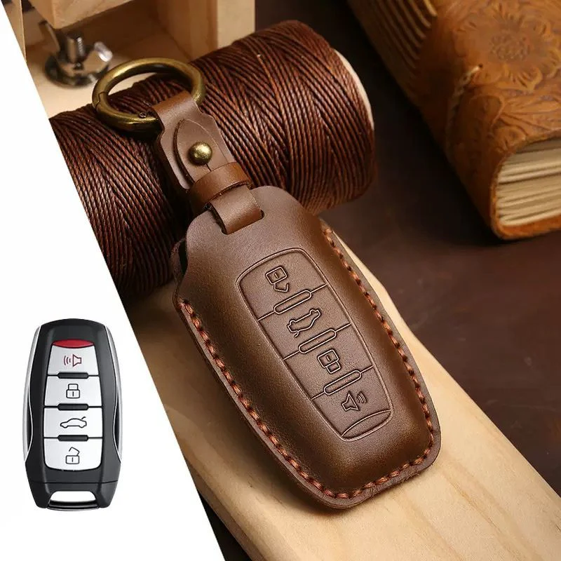 Great Wall Handcrafted Genuine Leather Car Key Fob Case Cover For ORA Good Cat, Lightning Cat, Black Cat, Ballet Cat, Good Cat GT, White Cat - Image 6