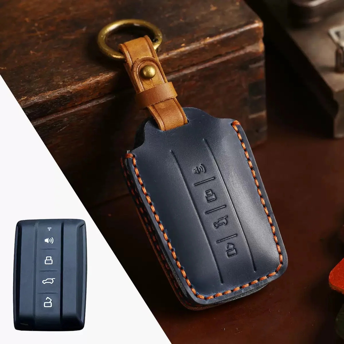 Great Wall Handcrafted Genuine Leather Car Key Fob Case Cover For Tank 300, 400, 500, 700 - Image 4