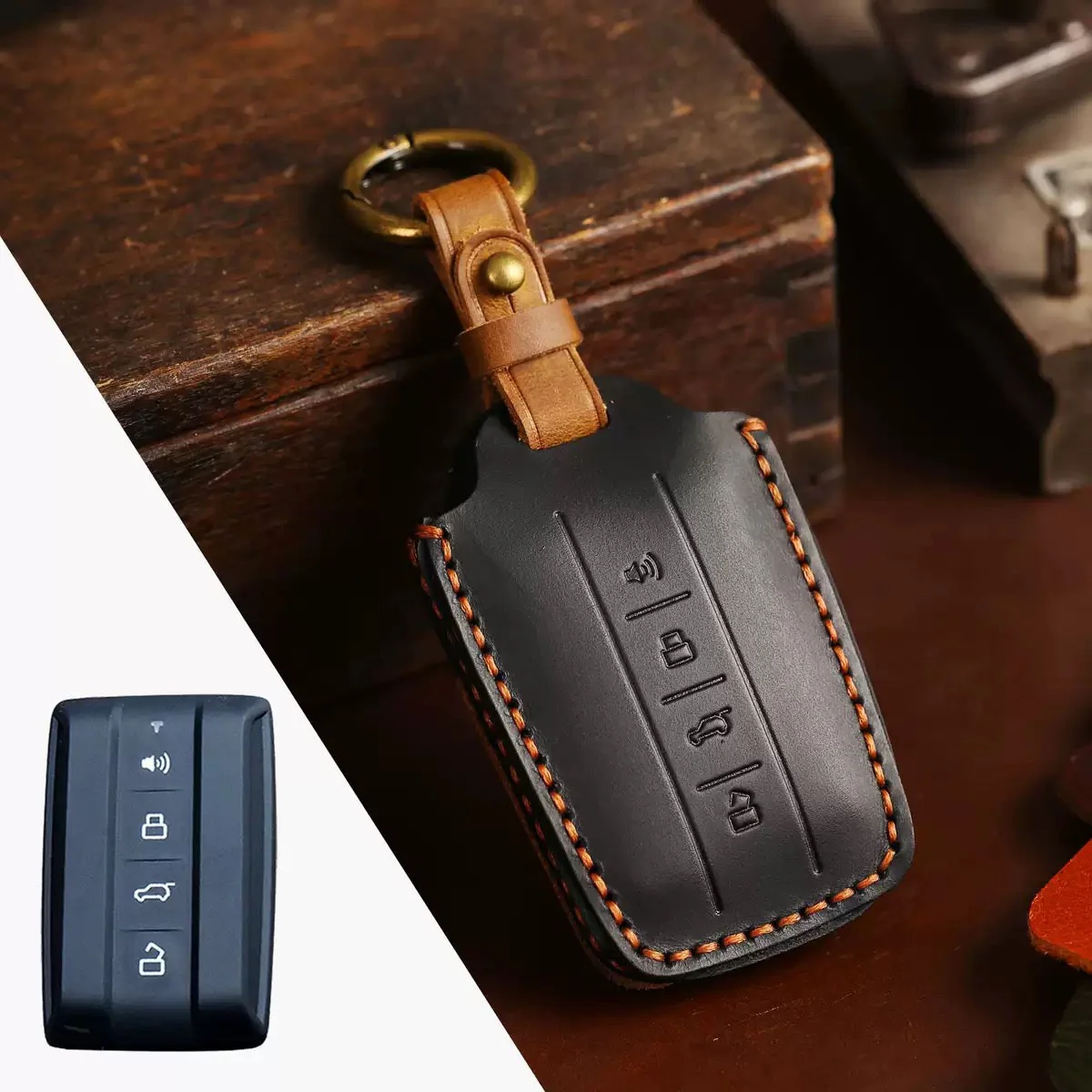 Great Wall Handcrafted Genuine Leather Car Key Fob Case Cover For Tank 300, 400, 500, 700 - Image 6