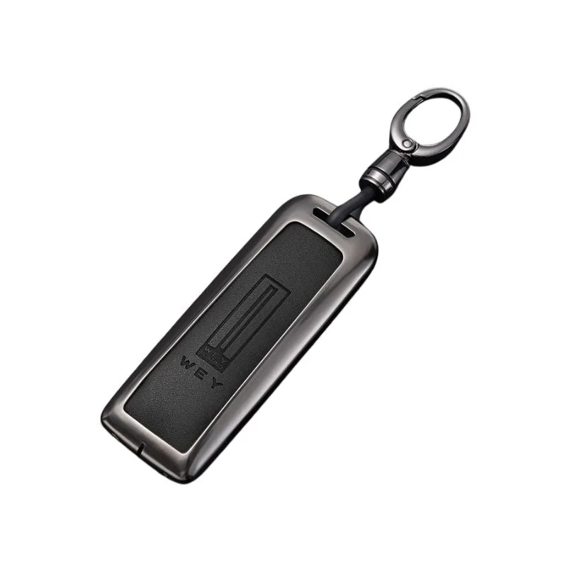 Great Wall Zinc Alloy + PU Leather Car Key Fob Case Cover For WEY VV5, VV6, VV7, Mocha