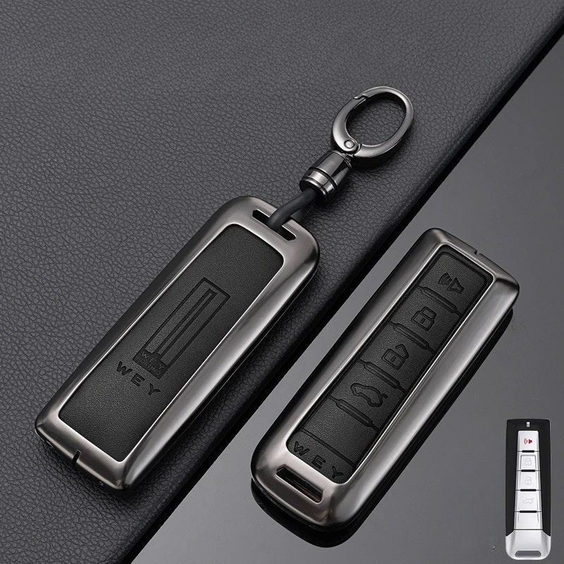 Great Wall Zinc Alloy + PU Leather Car Key Fob Case Cover For WEY VV5, VV6, VV7, Mocha - Image 6