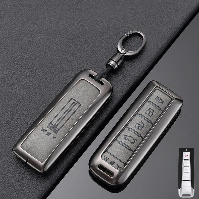 Great Wall Zinc Alloy + PU Leather Car Key Fob Case Cover For WEY VV5, VV6, VV7, Mocha - Image 8
